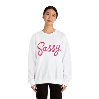 Sassy Pink Chenille Patch Design - Unisex Heavy Blend™ Crewneck Sweatshirt