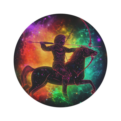 Colorful Sagittarius Zodiac Sign - Star Universe Theme - Round Rug