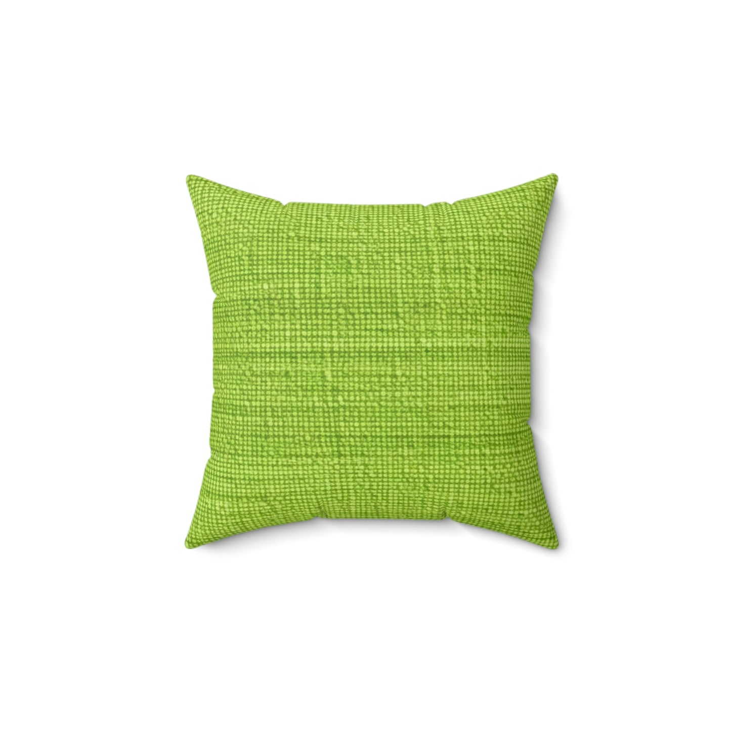 Verde neón de hierba exuberante: estilo de tela primaveral inspirado en la mezclilla - Almohada cuadrada de poliéster hilado