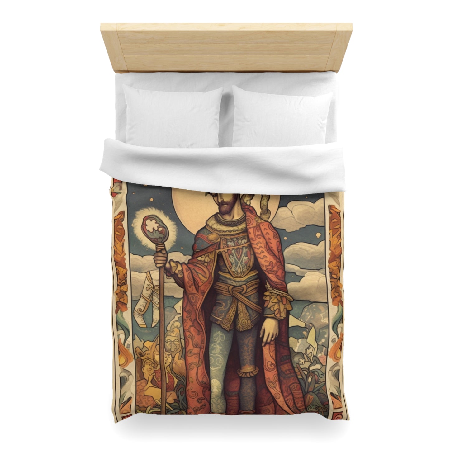 Expressive Tarot - 'The Fool' Card Artistic Reading Symbol - Microfiber Duvet Cover