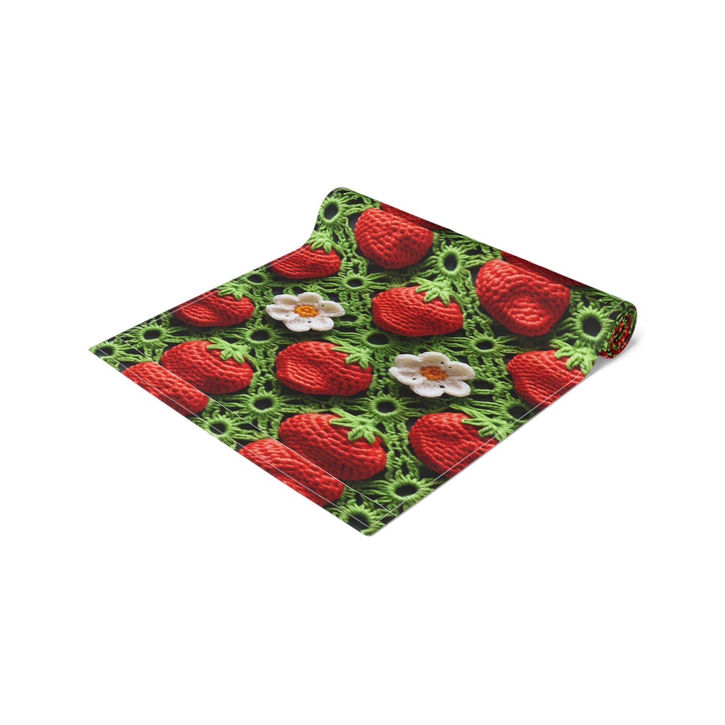 Strawberry Field Crochet - Forever Forest Greens - Fruit Berry Harvest Crop - Table Runner (Cotton, Poly)