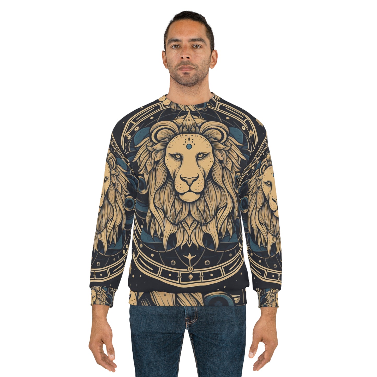 Signo del zodiaco Leo - Constelación cósmica del arte de la astrología del círculo místico - Sudadera unisex (AOP)