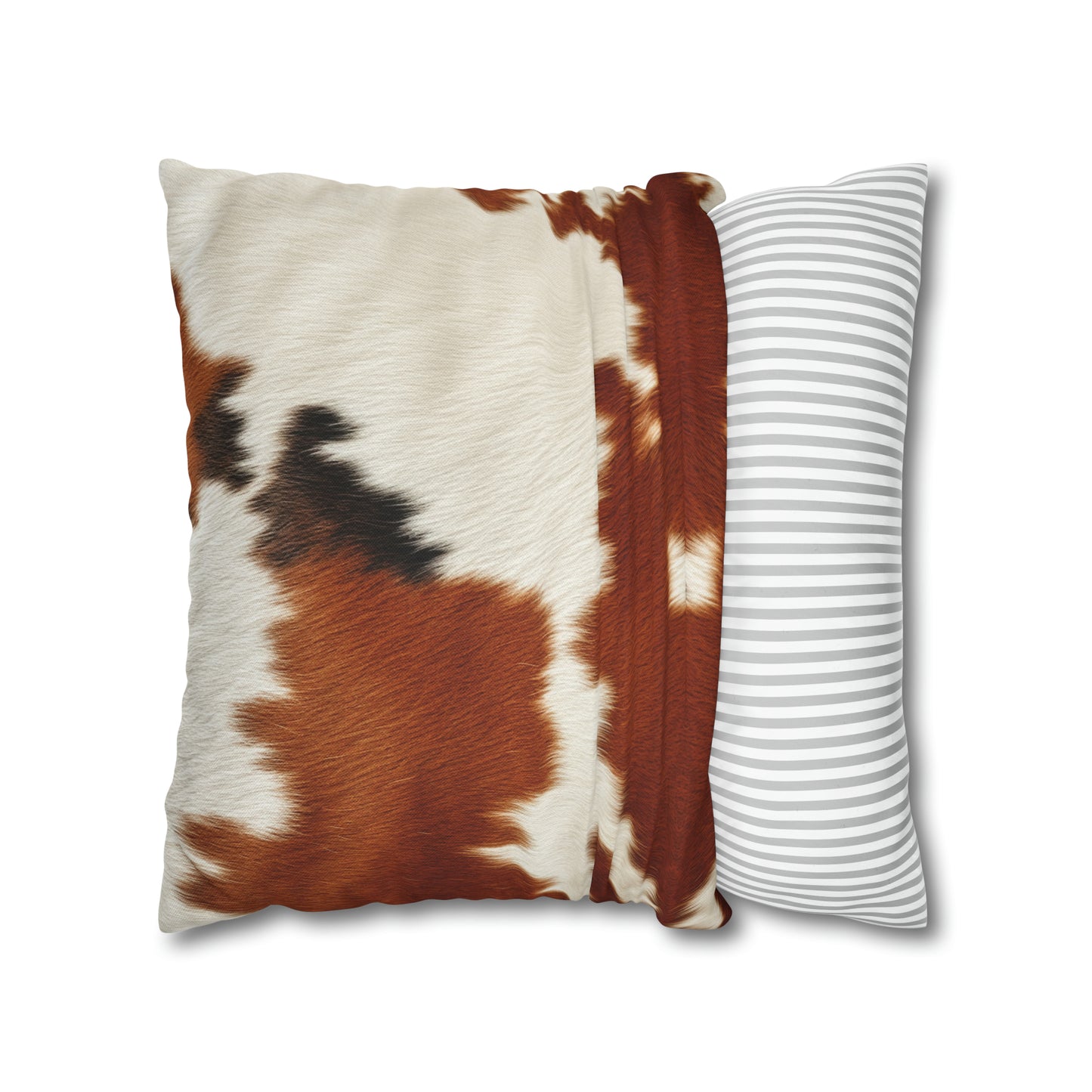 Hair Cowhide Leather Natural Design Tough Durable Rugged Style - Spun Polyester Square Pillow Case