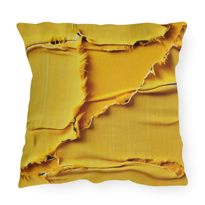 Banana Yellow Lemon: Bold Distressed, Denim-Inspired Fabric - Outdoor Pillows