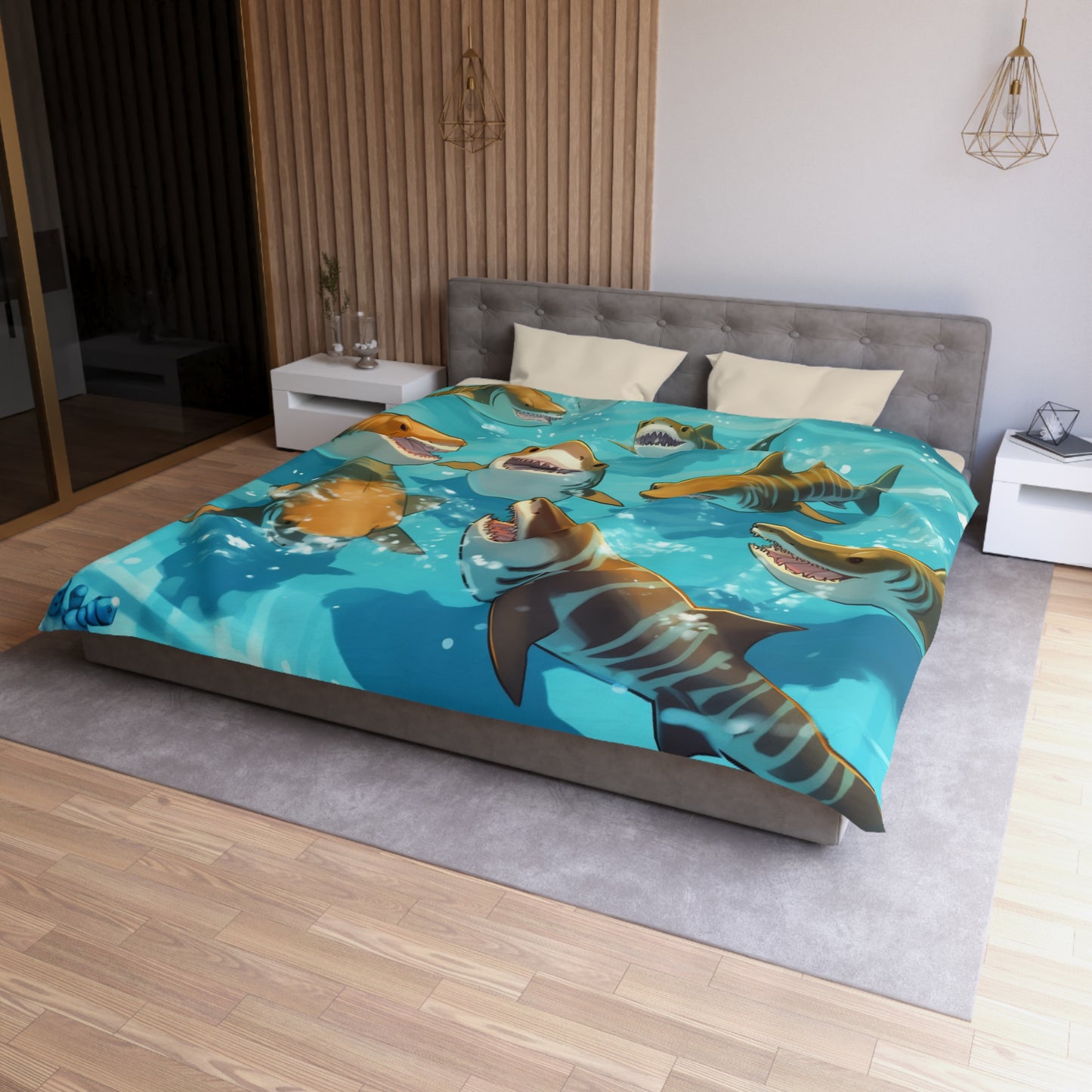 Tiger Shark: Ocean Marine Wildlife - Underwater - Microfiber Duvet Cover