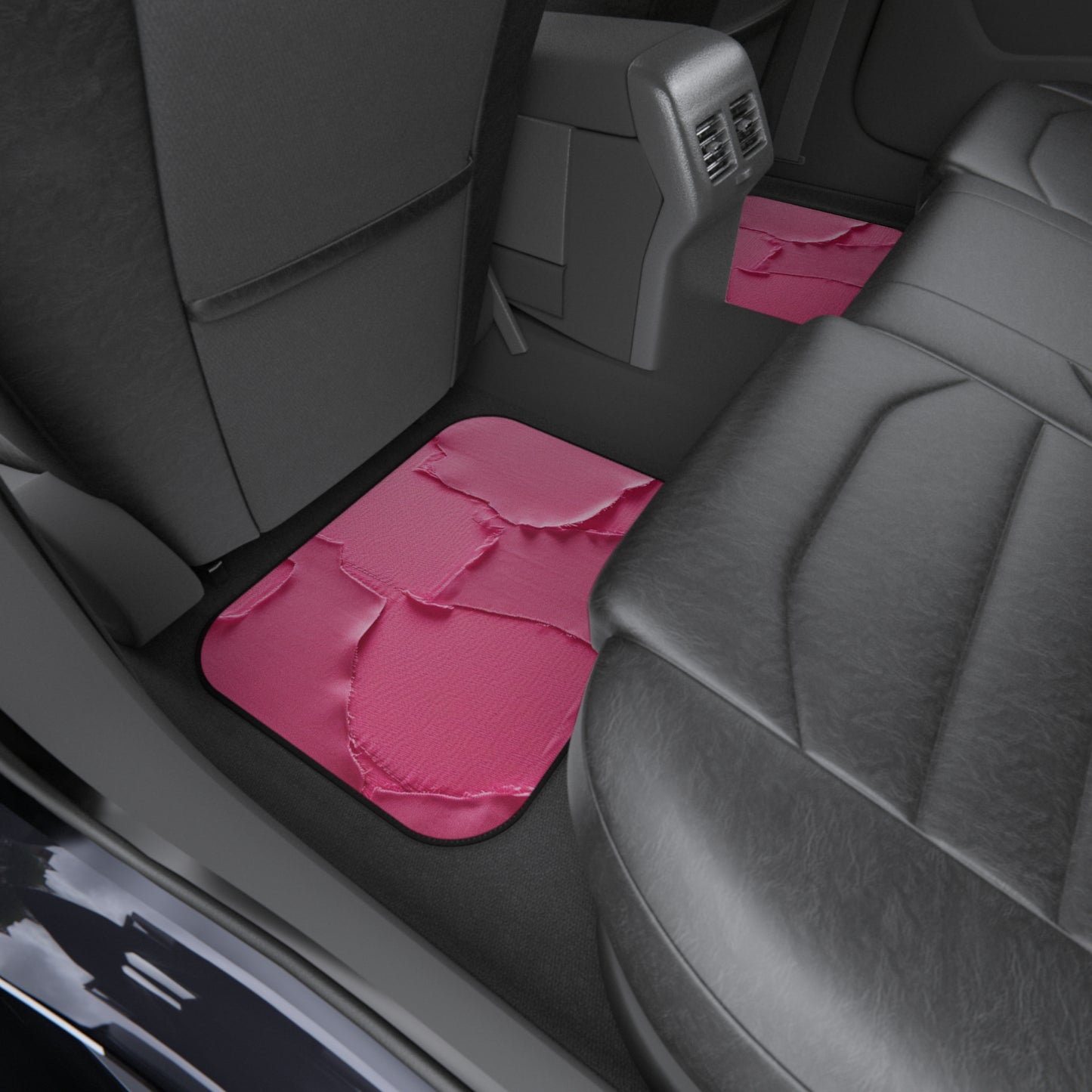 Distressed Neon Pink: Edgy, Ripped Denim-Inspired Doll Fabric - Car Mats (Set of 4)