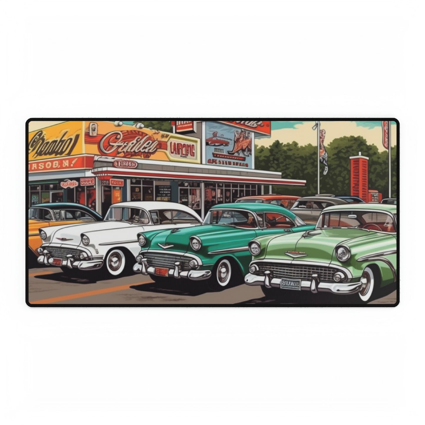 1950s Classic Car Collection Retro Artwork - Desk Mats