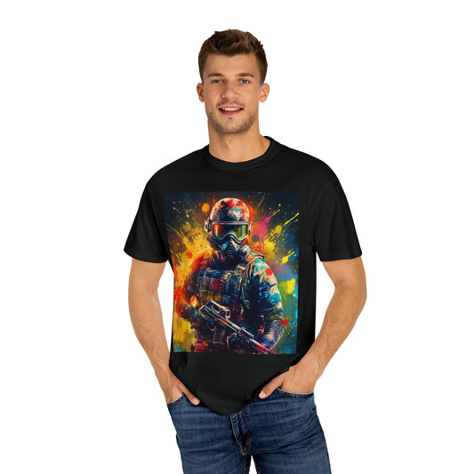 Deporte de juego de paintball: jugador objetivo de tiro de acción profesional - Camiseta unisex teñida en prenda