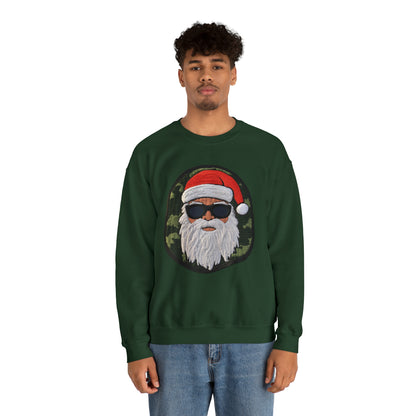 Military Santa Camo Patch - Marine Christmas Chenille Badge - Festive Decor - Unisex Heavy Blend™ Crewneck Sweatshirt