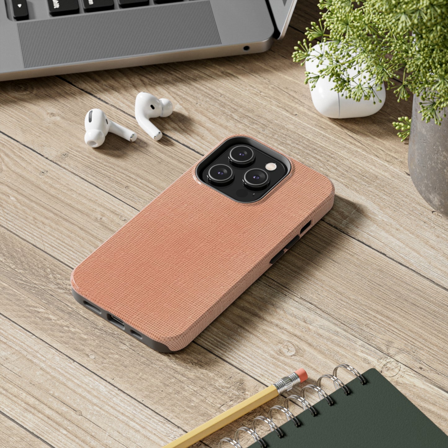 Soft Pink-Orange Peach: Denim-Inspired, Lush Fabric - Tough Phone Cases