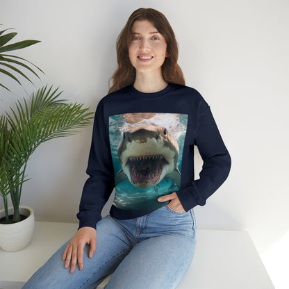 Bull Shark: River Monster Menace - Realistic Dark Water Predator - Unisex Heavy Blend™ Crewneck Sweatshirt