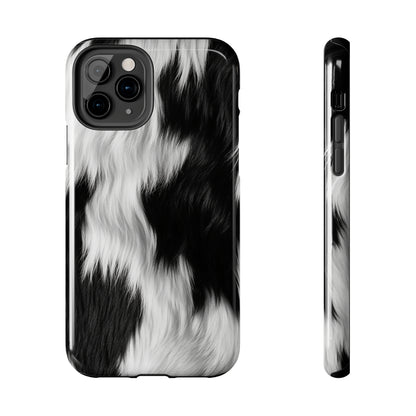 Cowhide on Hair Leather - Black and White - Designer Style - Tough Phone Cases