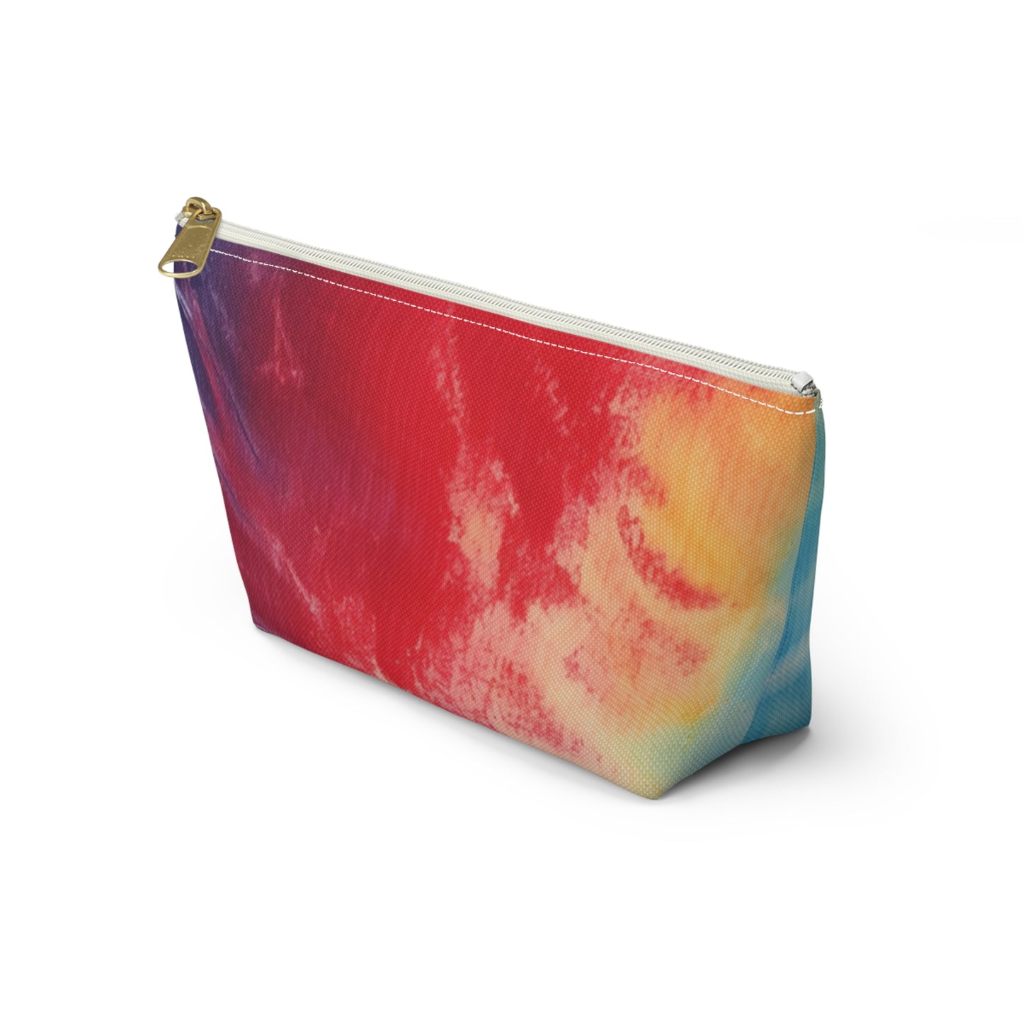 Rainbow Tie-Dye Denim: Vibrant Multi-Color, Fabric Design Spectacle - Accessory Pouch w T-bottom