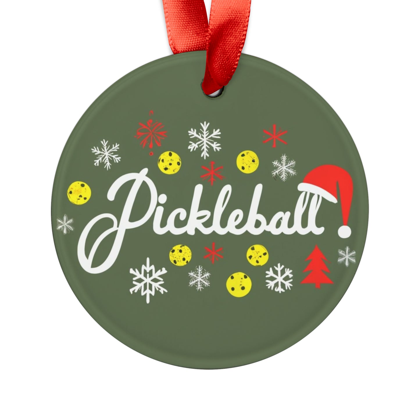 Día del Pickleball - Juego de pelota deportiva - Navidad navideña - Adorno acrílico con cinta 