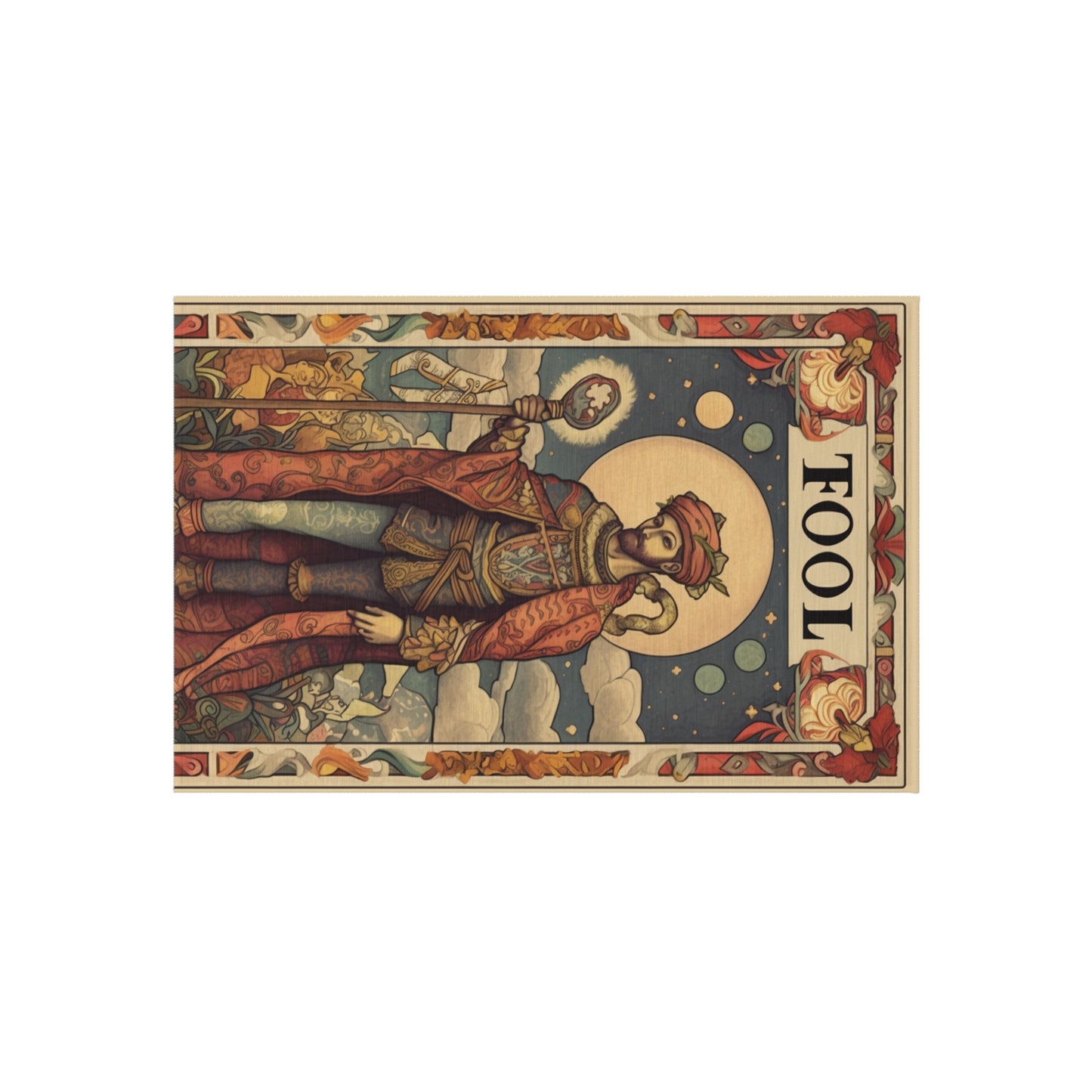 Expressive Tarot - 'The Fool' Card Artistic Reading Symbol - Outdoor Rug