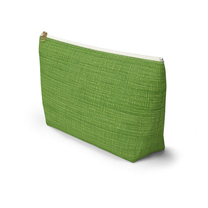 Olive Green Denim-Style: Seamless, Textured Fabric - Accessory Pouch w T-bottom