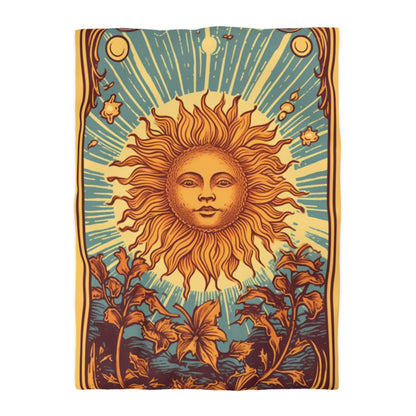 Sun Tarot Card Symbol of Growth, Life, and Radiance - Microfiber Duvet Cover