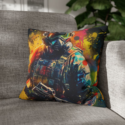 Paintball Game Sport: Professional Action Shot Target Player - Spun Polyester Square Pillow Case