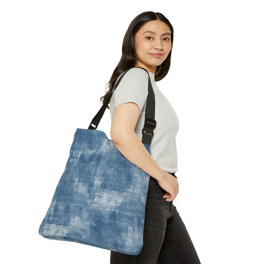 Azul descolorido descolorido: tela con estilo inspirada en la mezclilla - Bolso de mano ajustable (AOP)