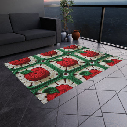 Apple Granny Square Crochet Pattern: Wild Fruit Tree, Delicious Red Design - Outdoor Rug