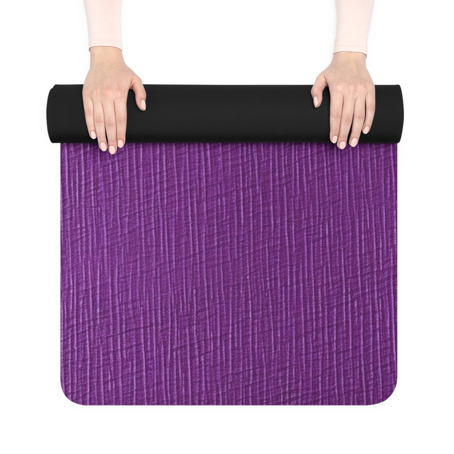 Violet/Plum/Purple: Denim-Inspired Luxurious Fabric - Rubber Yoga Mat