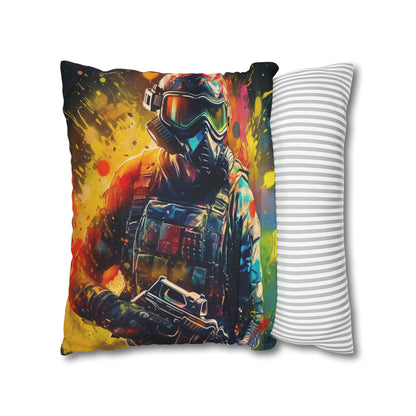 Paintball Game Sport: Professional Action Shot Target Player - Spun Polyester Square Pillow Case