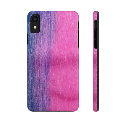 Dual Delight: Half-and-Half Pink & Blue Denim Daydream - Tough Phone Cases