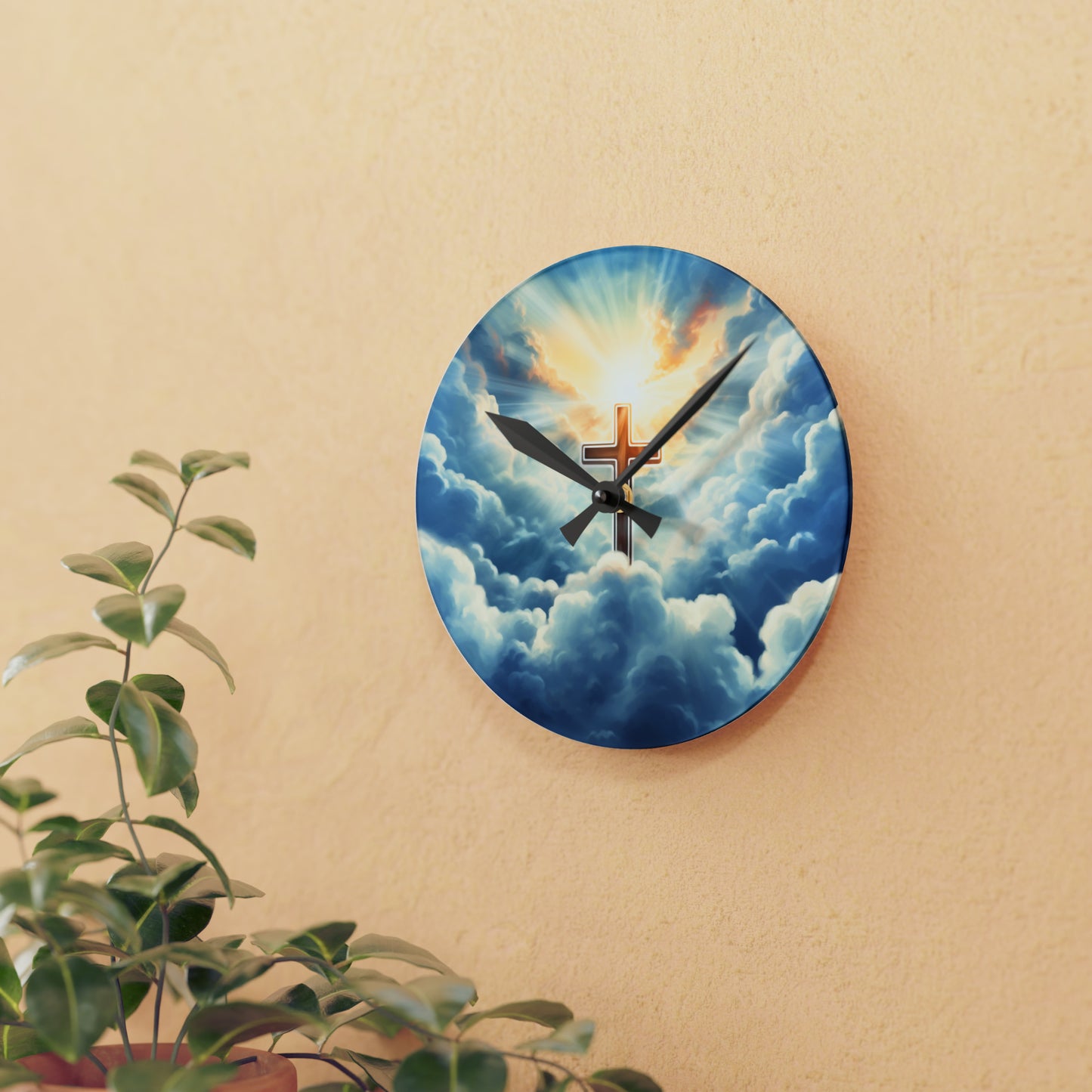 Christian Faith Cross,Believer at Heart, Acrylic Wall Clock