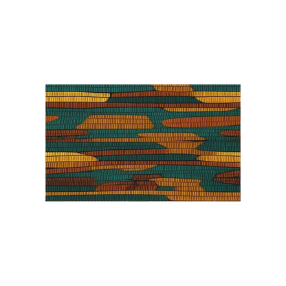 Teal & Dark Yellow Maya 1990's Style Textile Pattern - Intricate, Texture-Rich Art - Outdoor Rug