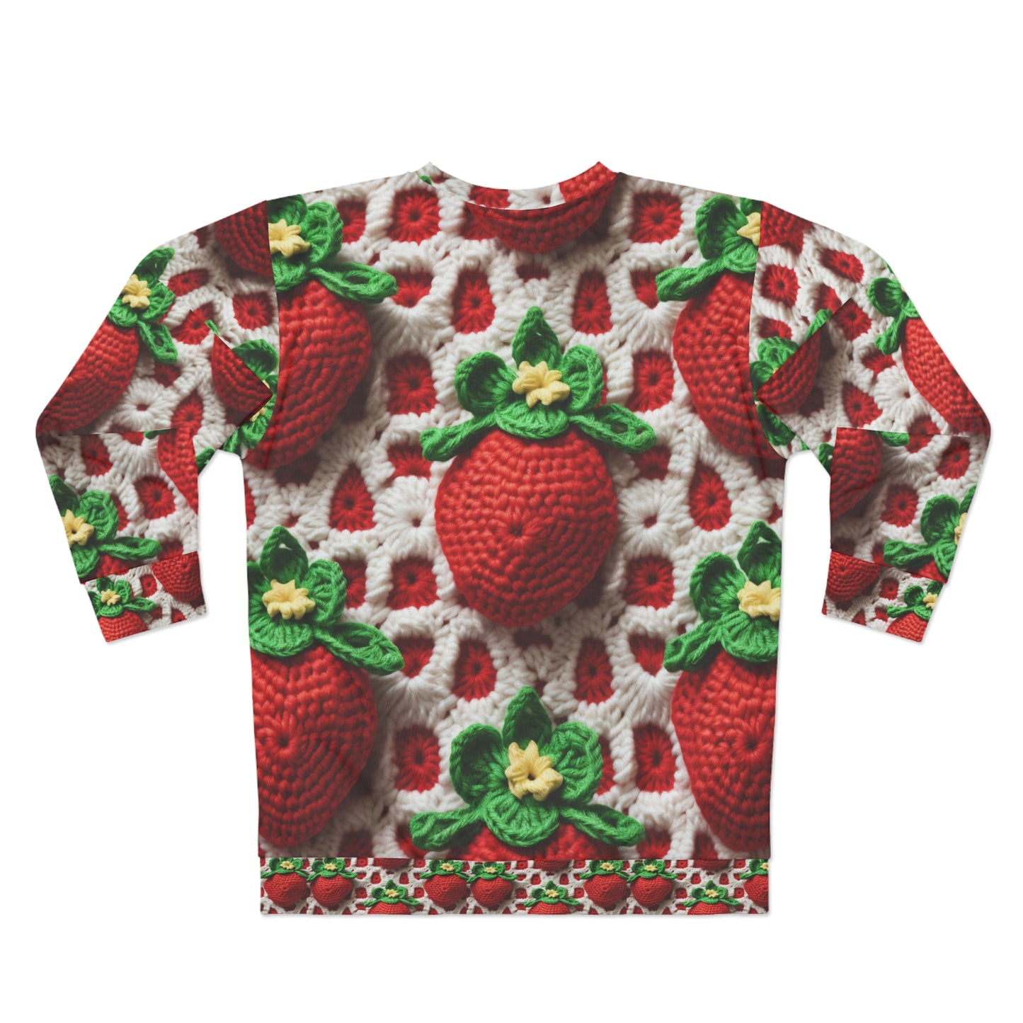 Patrón de Ganchillo Fresa - Amigurumi Fresas - Diseño de Frutas para Hogar y Regalos - Sudadera Unisex (AOP) 