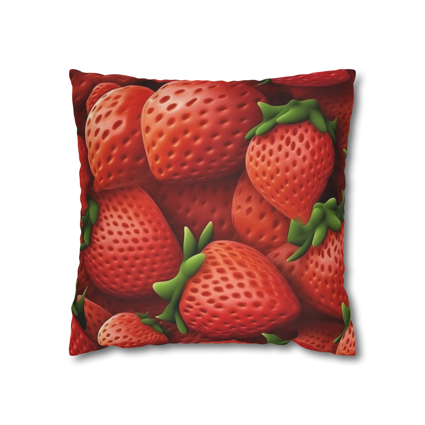 Garden Strawberries- Wild Sweet Gourmet - Farm Growing Ripe Red Fruit -Spun Polyester Square Pillow Case