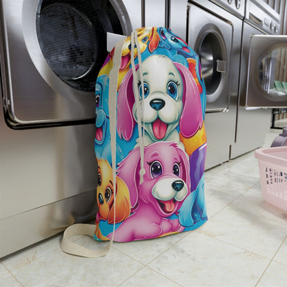 Happy Puppy & Dog Design - Vivid and Eye-Catching - Laundry Bag