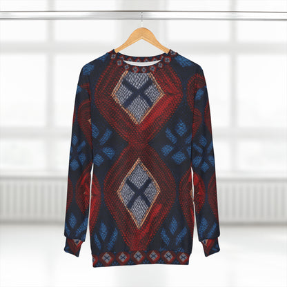 Moquette Majesty: Red & Blue Woolen Wonders - Unisex Sweatshirt (AOP)