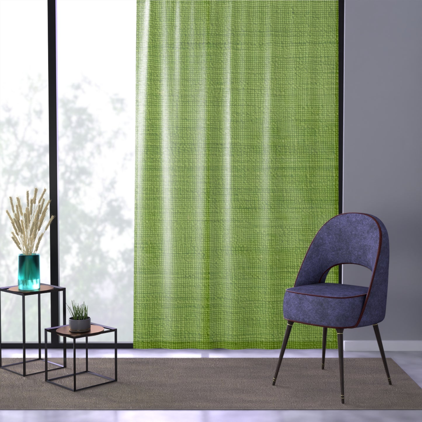 Lush Grass Neon Green: Denim-Inspired, Springtime Fabric Style - Window Curtain