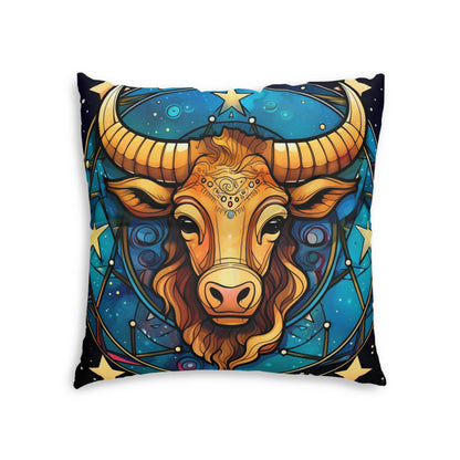 Taurus Constellation Zodiac Sign Astrology Cosmic Art - Tufted Floor Pillow, Square