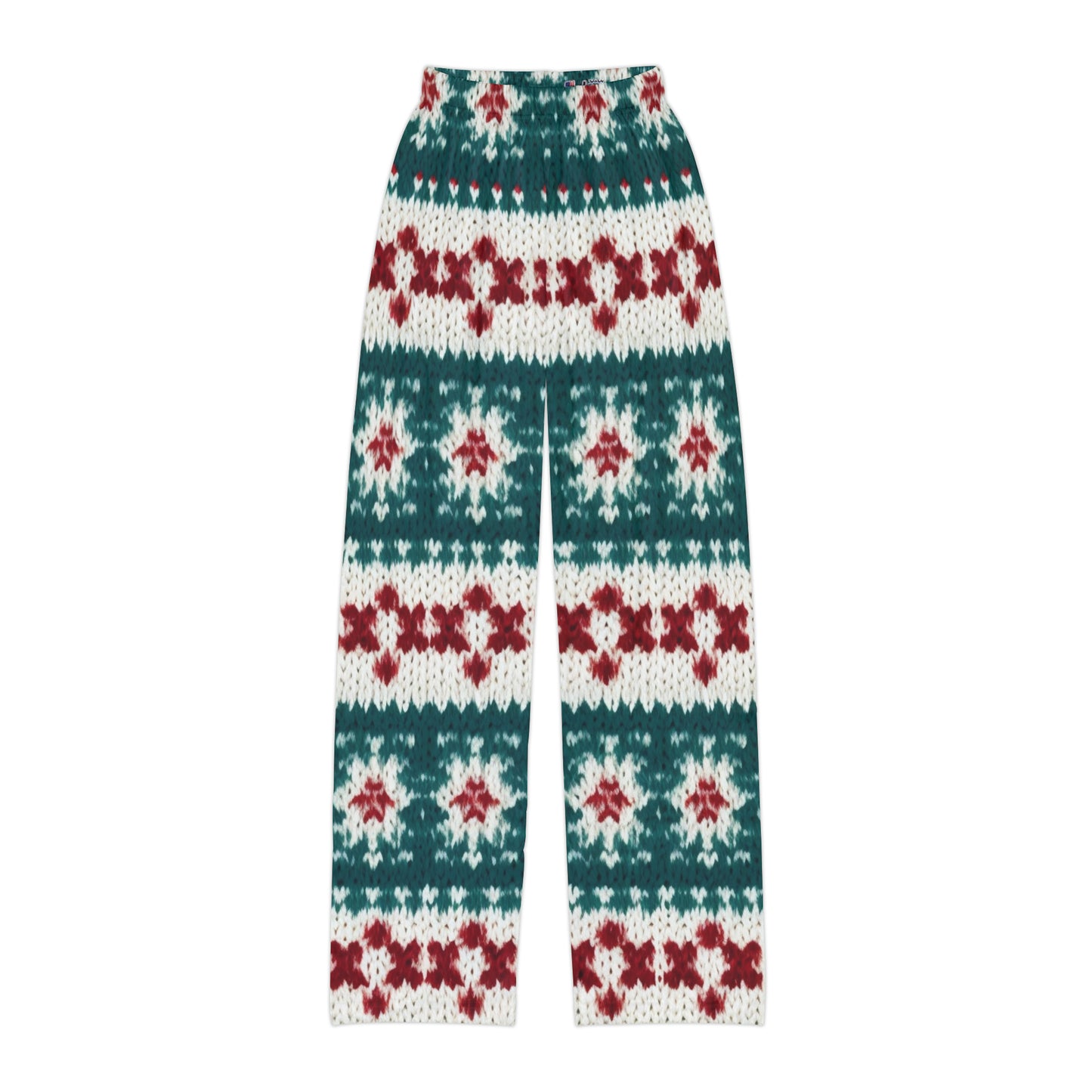 Christmas Knit Crochet Holiday, Festive Yuletide Pattern, Winter Season - Kids Pajama Pants (AOP)