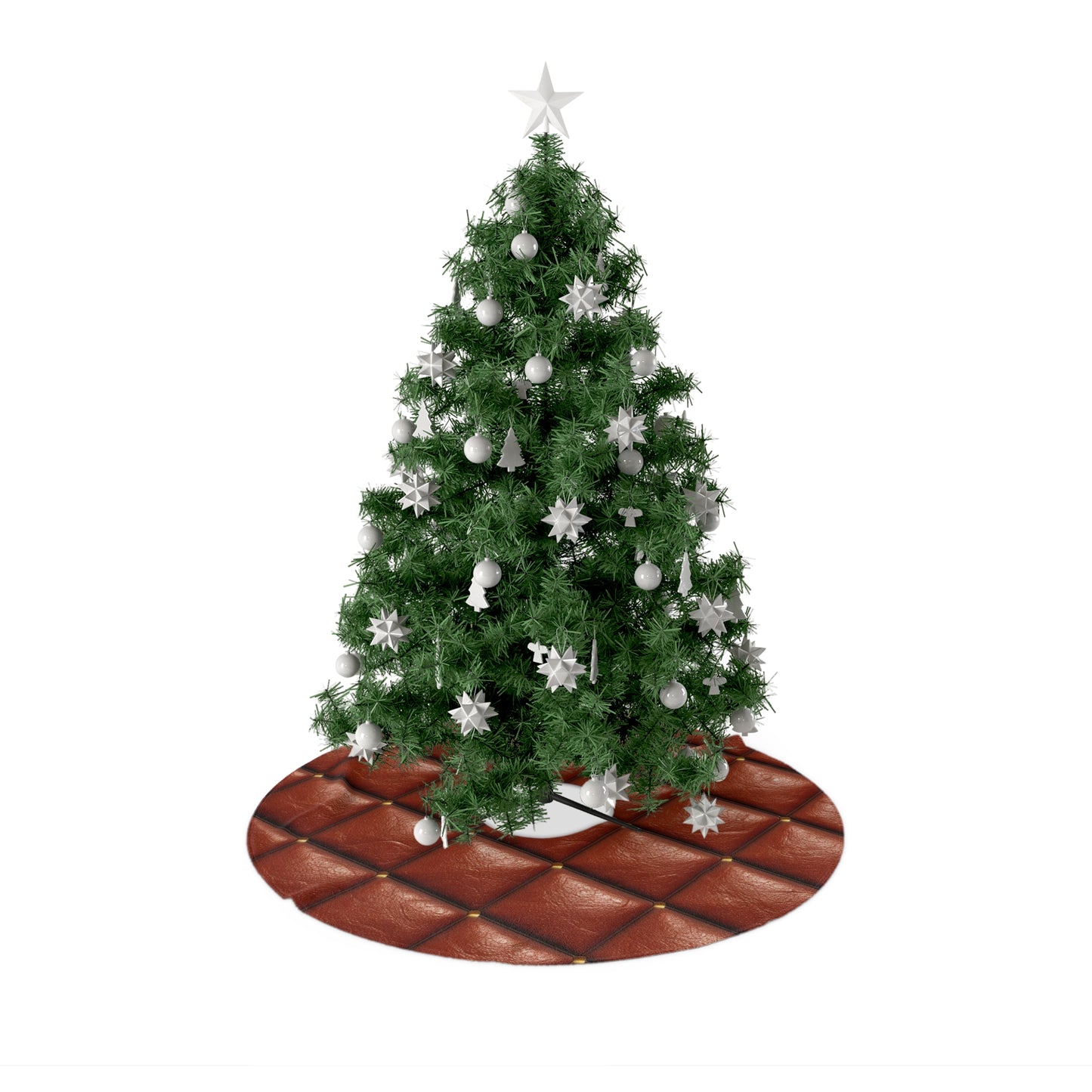 Brown Leather Cognac Pattern Rugged Durable Design Style - Christmas Tree Skirts