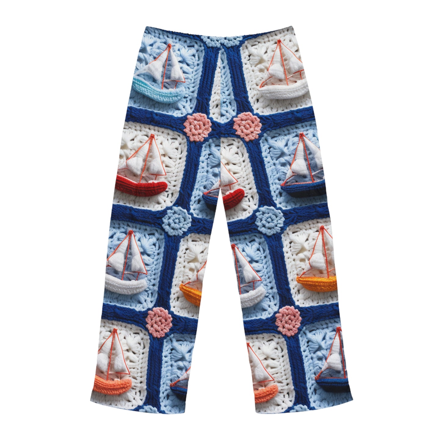 Crochet Boat Ship Sea Vessel Ocean Beach Travel Yacht Design - Men's Pajama Pants (AOP)