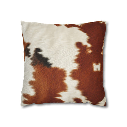 Hair Cowhide Leather Natural Design Tough Durable Rugged Style - Spun Polyester Square Pillow Case