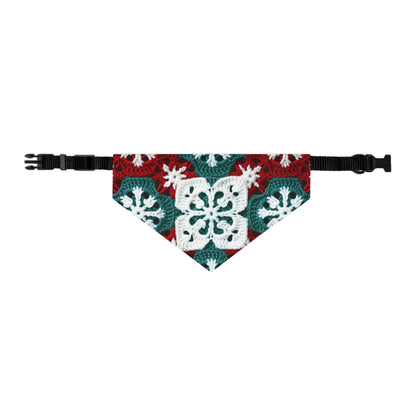 Christmas Snowflake Crochet, Festive Yuletide, Winter Wonderland Craft, Ice Crystal, Holiday Decor, Seasonal Adornments - Dog & Pet Bandana Collar