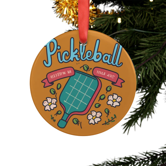 Pickleball Cottagecore - Acrylic Ornament with Ribbon