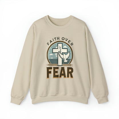 Faith Over Fear Christian, Religious Art, Jesus Inspired - Unisex Heavy Blend™ Crewneck Sweatshirt