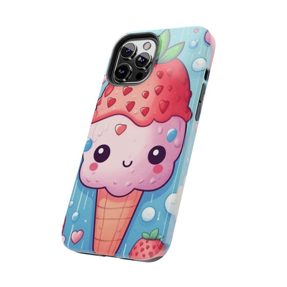 Kawaii Strawberry Sundae Cone - Traditional Japanese Anime Dessert Delight - Sweet Berry Otaku Gift - Tough Phone Cases