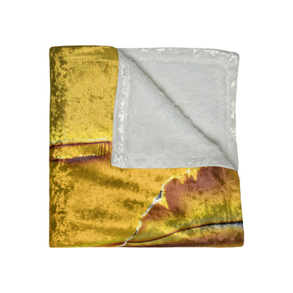 Banana Yellow Lemon: Bold Distressed, Denim-Inspired Fabric - Crushed Velvet Blanket