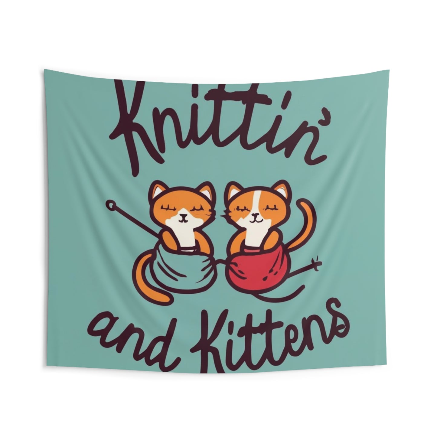 Knittin with Kittens: Cozy Cat and Stitch Blend - Indoor Wall Tapestries