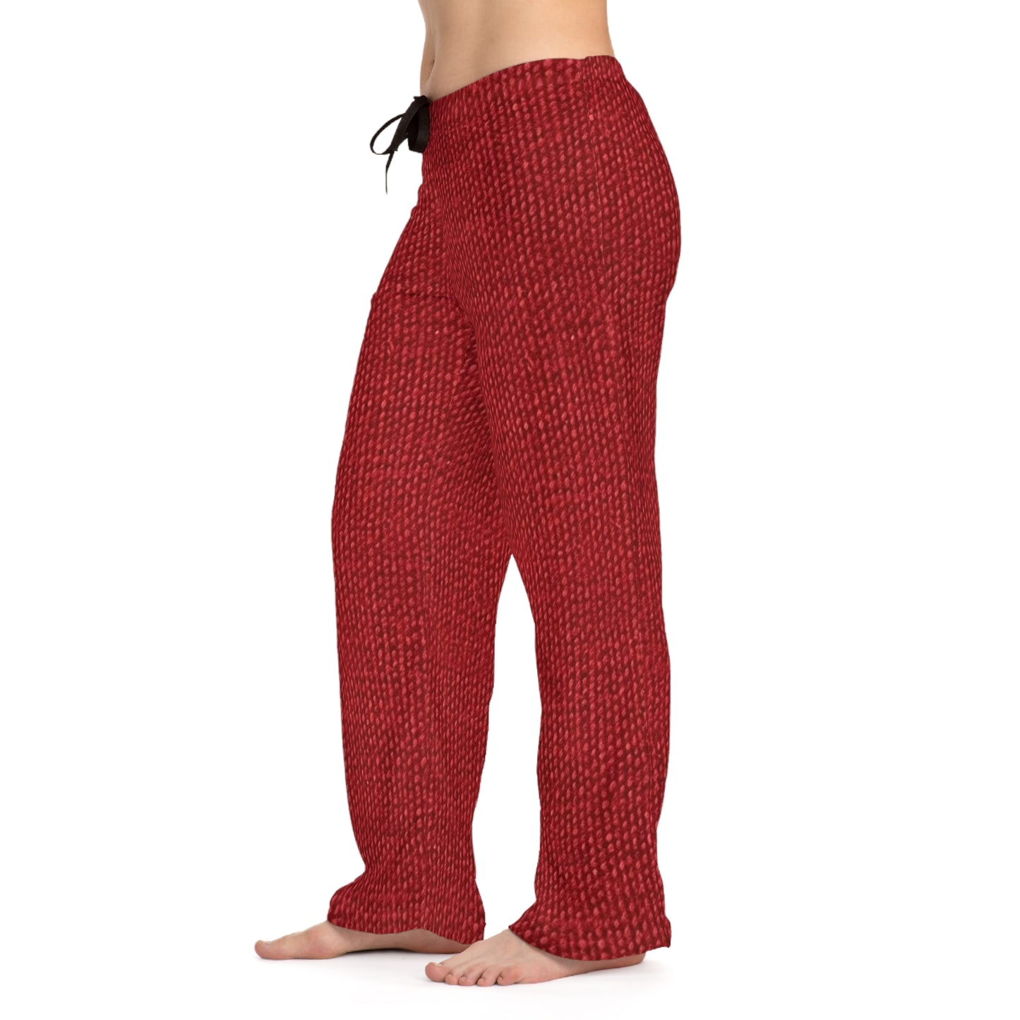 Rojo rubí atrevido: estilo apasionante de tela inspirado en la mezclilla - Pantalones de pijama para mujer (AOP)