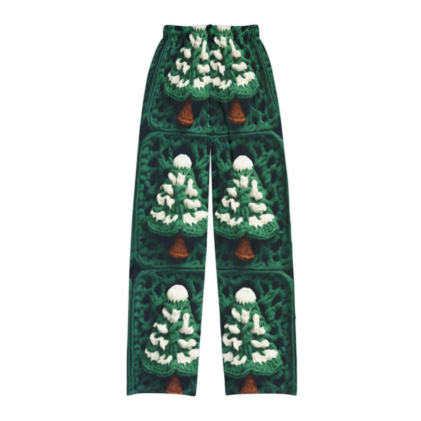 Evergreen Christmas Trees Crochet, Festive Pine Tree Holiday Craft, Yuletide Forest, Winter - Kids Pajama Pants (AOP)