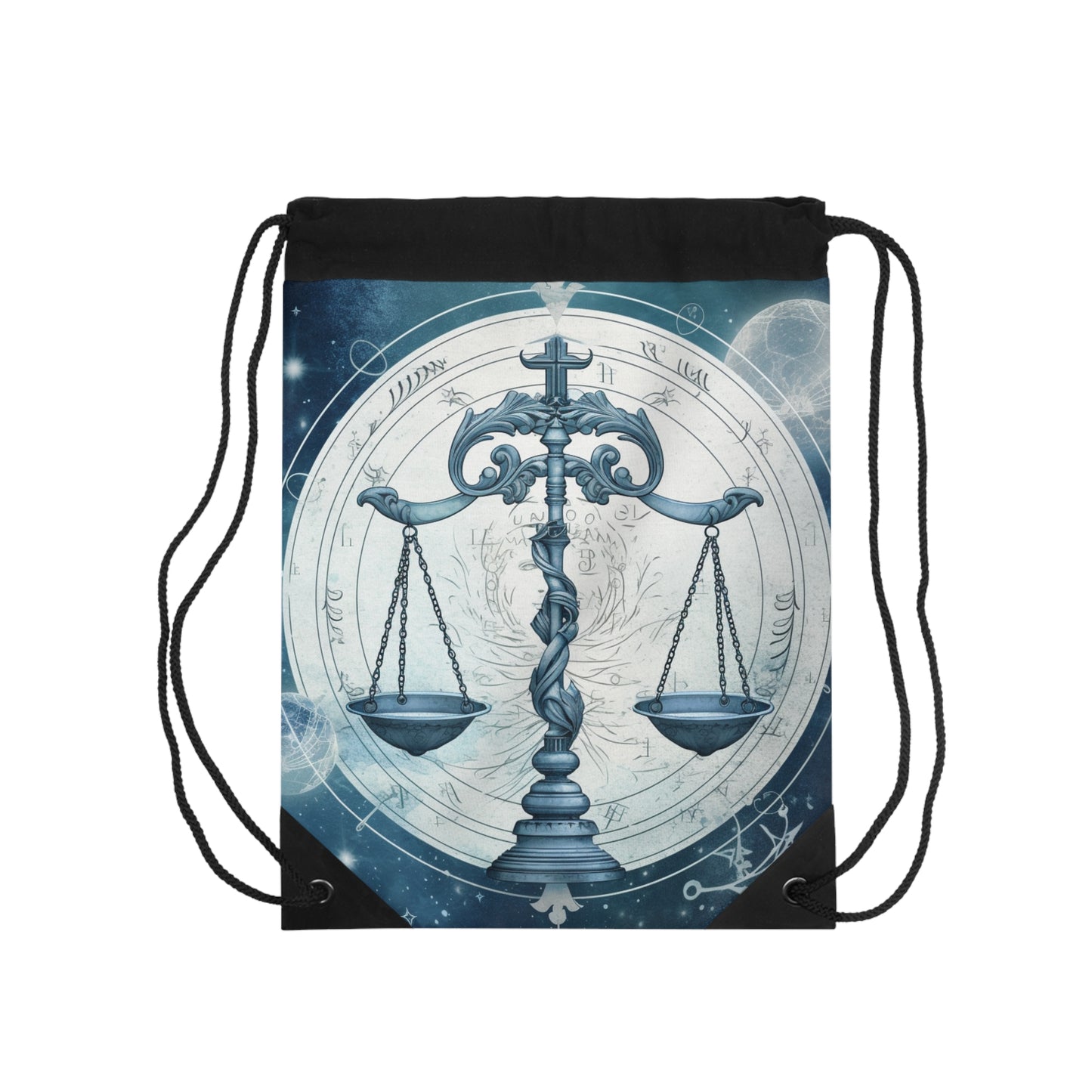 Tonos azules Libra Zodiac Cosmic Astro - Balanza y símbolos - Mochila saco