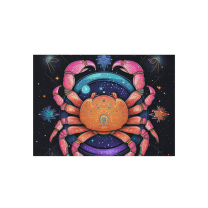 Rainbow Celestial Crab - Vibrant Cancer Zodiac Sign Art - Outdoor Rug