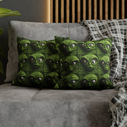 Alien Granny Square Crochet - Galacitc Space Sci fi Fantasy Theme - Spun Polyester Square Pillow Case